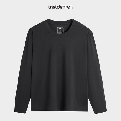 INSIDEMEN Áo Giữ Nhiệt Dài Tay Nam Thiết Kế Cổ Tròn Bo Rib Form Body Fit ILT019BZ