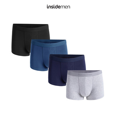 Quần lót nam boxer INSIDEMEN cạp chun co giãn đủ size, chất cotton mềm mại, thoáng mát IBX015