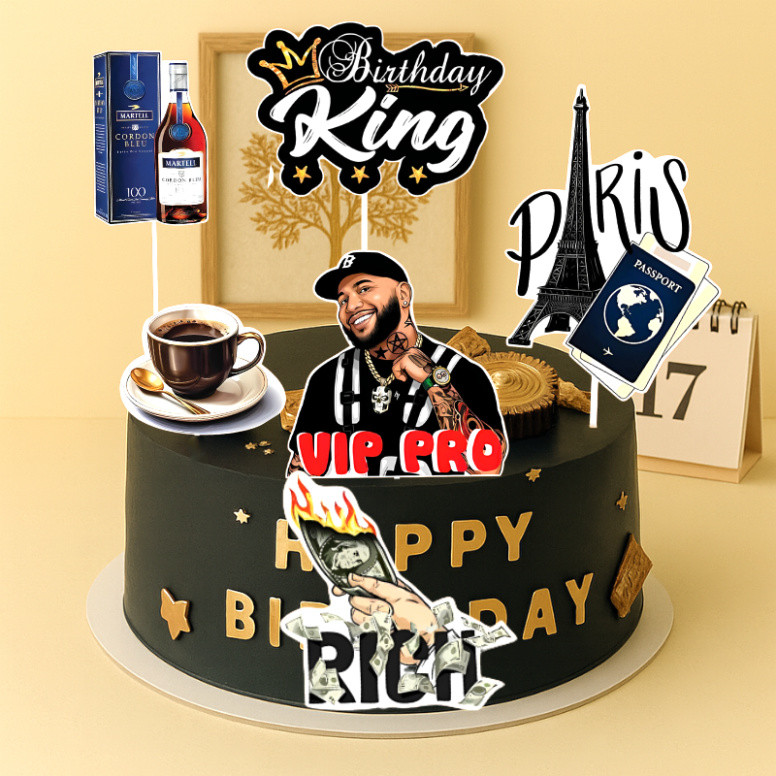 Set Cắm Giấy Quý Ông Vip Pro Birthday King Trang Trí Bánh Kem Đồ Trang Trí Bánh Sinh Nhật [FREESHIP💯
