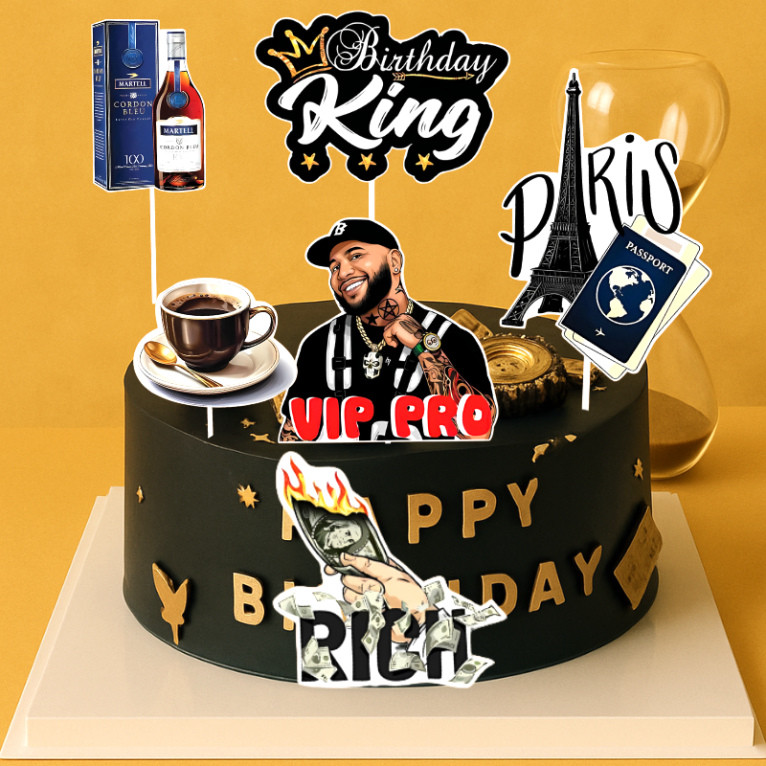 Set Cắm Giấy Quý Ông Vip Pro Birthday King Trang Trí Bánh Kem Đồ Trang Trí Bánh [FREESHIP🚗]