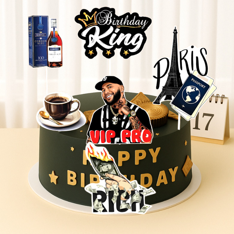 Set Cắm Giấy Quý Ông Vip Pro Birthday King Trang Trí Bánh Kem Phụ Kiện Sinh Nhật [FREESHIP💝]
