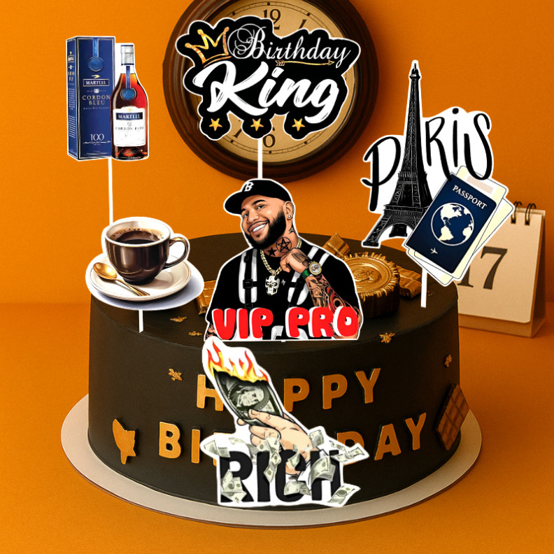 [SIÊU RẺ❤️] Set Cắm Giấy Quý Ông Vip Pro Birthday King Trang Trí Bánh Kem Phụ Kiện Sinh Nhật