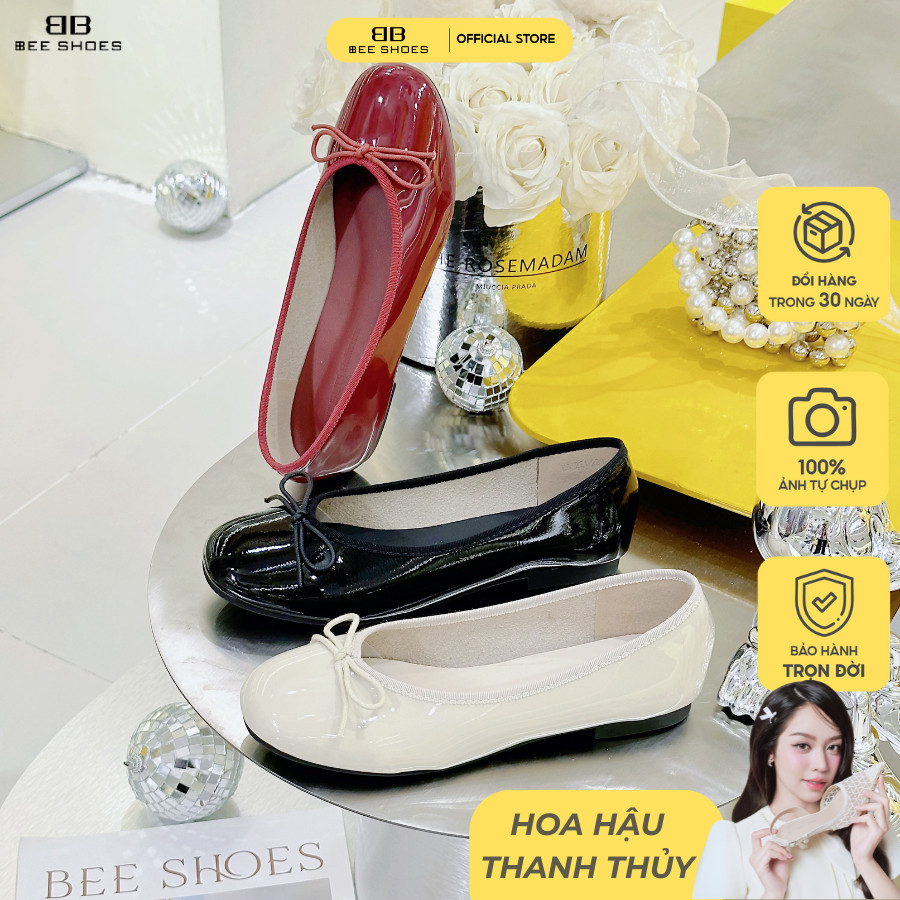 Giày búp bê nữ BEE SHOES mũi tròn đính nơ gót bệt - 240967