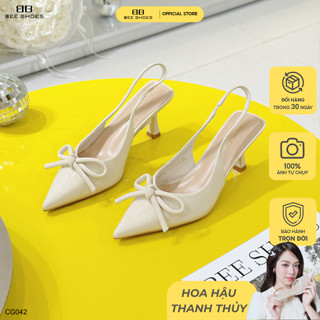 Giày cao gót nữ BEESHOES mũi nhọn gót nhọn cao 7 phân sẵn màu kem - đen - đỏ CG042 (Form 1.5)