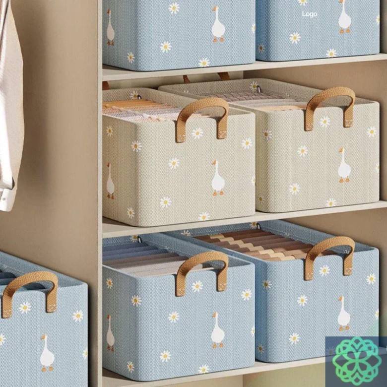 Hộp đựng quần áo gấp gọn khung thép hoạ tiết hoa cúc [DSG]