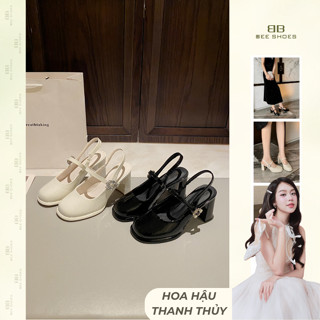 Giày mary jane nữ BEE SHOES mũi tròn da bóng gót 8cm - 250019 ( form 1.5)