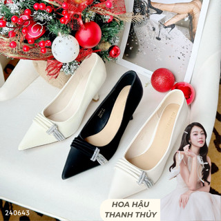  Giày cao gót nữ BEE SHOES mũi nhọn dây đá chéo gót 7cm - 240643   form 1.5  