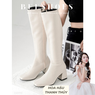  BOOT NỮ BEESHOES MŨI NHỌN DA LÌ - GIÀY BỐT NỮ ĐẾ CAO 5 PHÂN SẴN MÀU KEM ĐEN NÂU 220991 