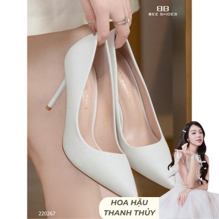  BEESHOES - GIÀY CAO GÓT NỮ MŨI NHỌN - GIÀY CAO GÓT NỮ GÓT NHỌN CAO 9 PHÂN SẴN MÀU TRẮNG 220267 