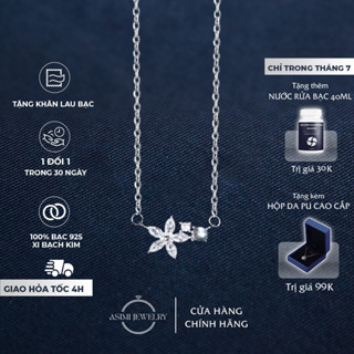Dây chuyền bạc Ý S925 Star Moonstone Asimi, dây chuyền bạc nữ đơn giản nữ tính Aurora Fleur DC59