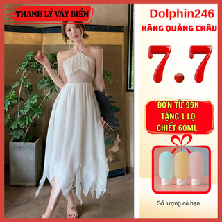 Váy maxi cổ yếm màu trắng áo cổ yếm sexy nổi bật hở vai chân váy tua rua cá tính sexy khoe eo nổi bât 8620 CT-12.1