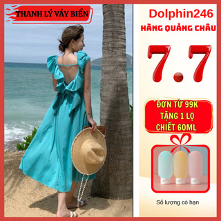 Váy đầm nữ maxi dáng dài babydoll xanh dáng xòe tay cánh tiên hở vai khoe lưng thắt eo nơ lưng tôn dáng 8836 CT-29.1A