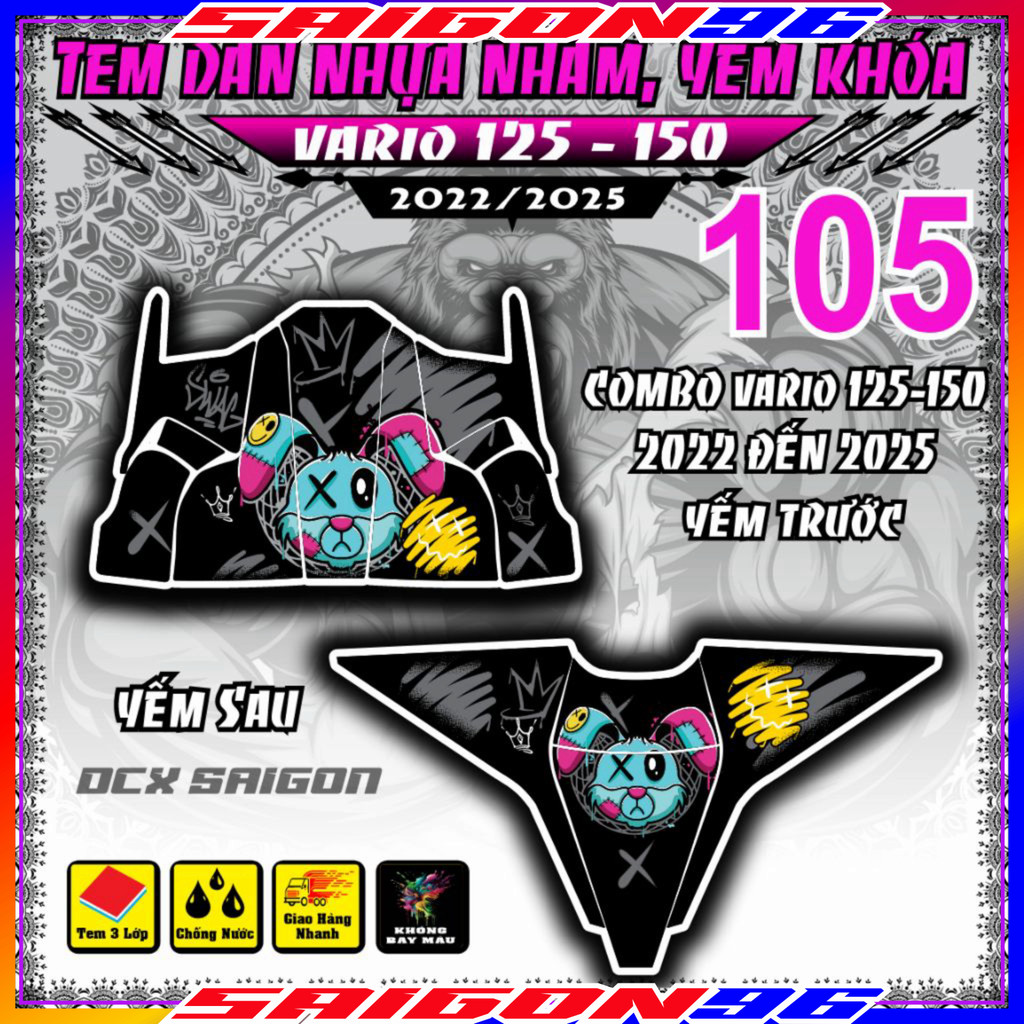 Tem Nhựa Nhám Dán VARIO 125 đời 2023-2025 dán mủ nhám _nhãn dán _ tem xe _vario 125 decal