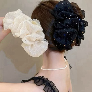  Kẹp tóc voan tiểu thư kim tuyến kẹp tóc càng cua bồng bềnh đám mây tiểu thư voan 2 mặt 
