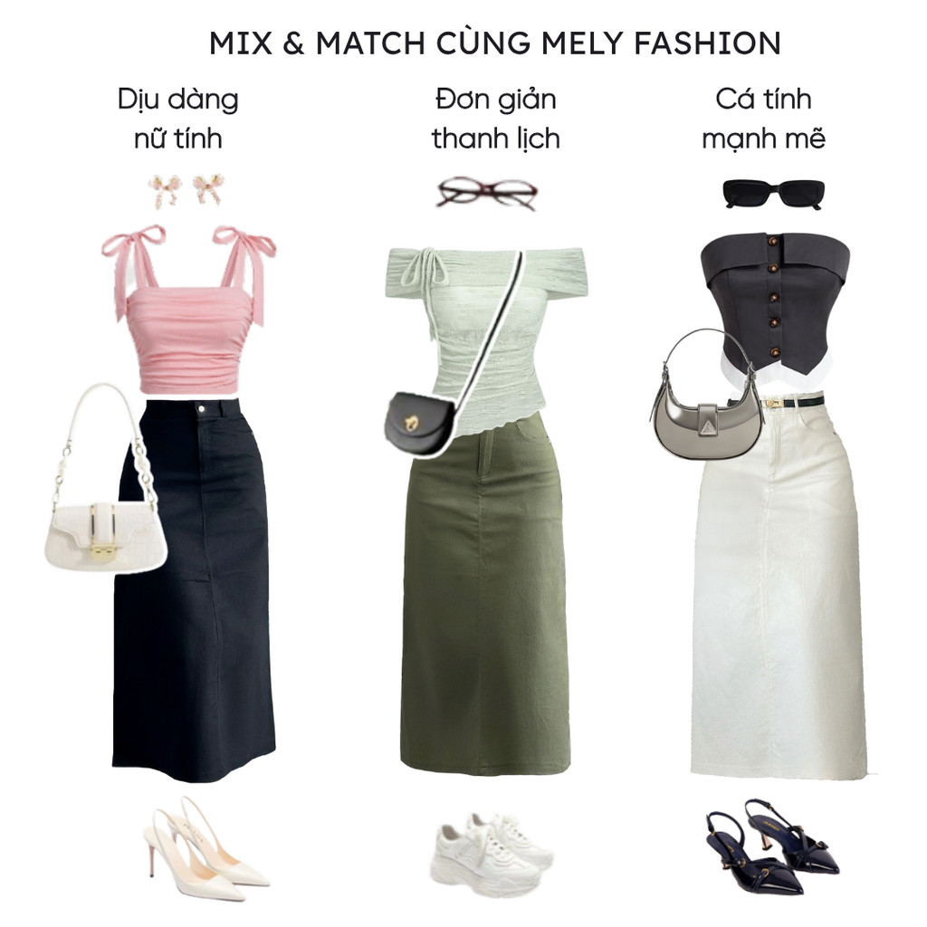 Chân váy kaki dáng dài 80cm Mely Fashion chữ A xẻ sau có túi 2 bên cạp cao tôn dáng che khuyết điểm tốt có bigsize CV104 | BigBuy360 - bigbuy360.vn