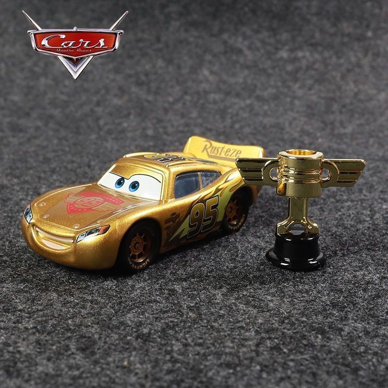 Xe tay ga đẩy cho trẻ em McQueen Alloy, xe đua, cúp vô địch McQueen+Cúp Piston