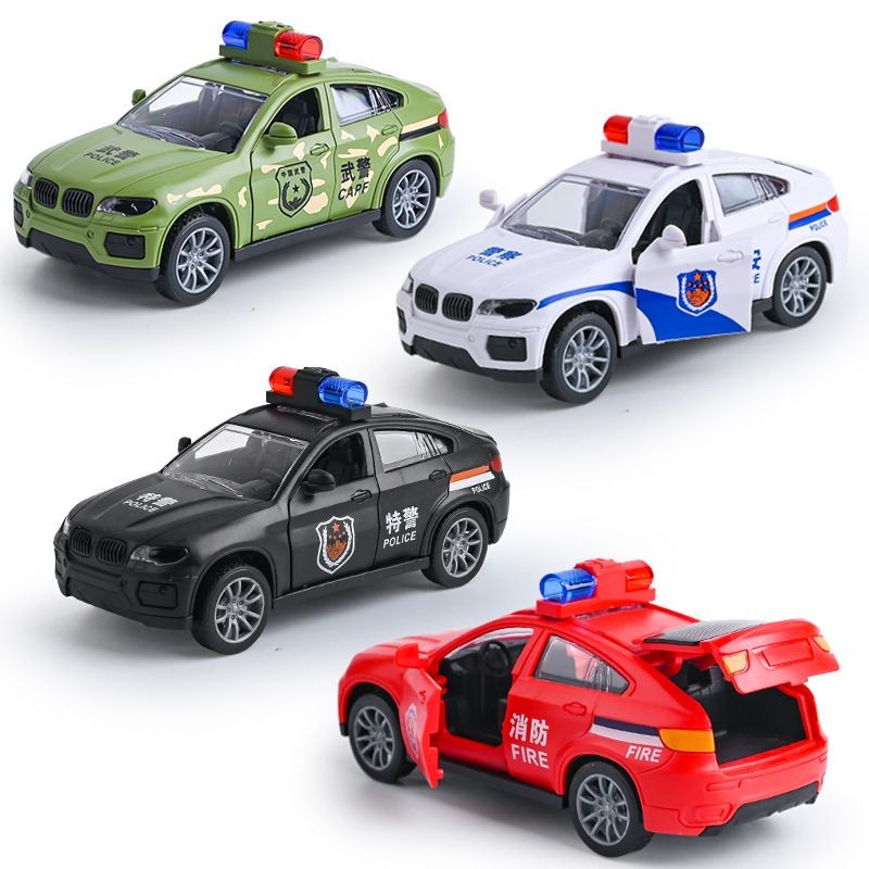Đồ chơi xe cảnh sát BMW, xe nhỏ quán tính cho trẻ em, xe đồ chơi ba cửa, xe đua cho bé trai, xe cứu 