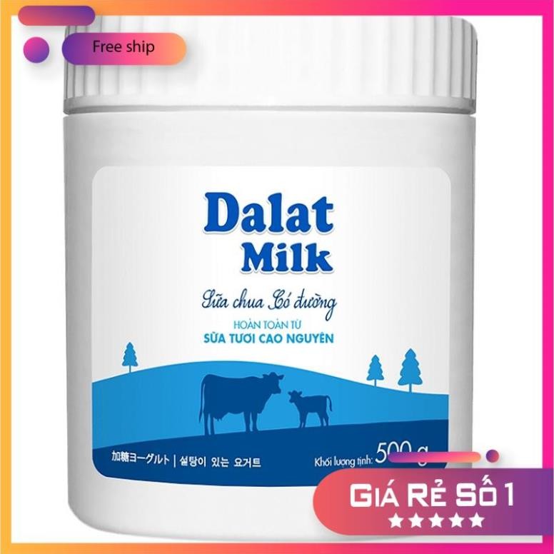 Sữa Chua Dalat Milk Vị Tự Nhiên Không Đường/Có Đường Hộp 500G Date Mới