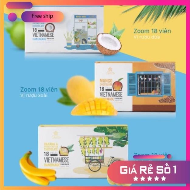 Socola Zoom Legendary 18 Viên Nhân Xoài/ Rượu Dừa Hộp 175G Chính Hãng