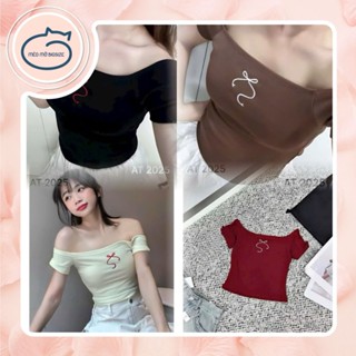  Mèo Mỡ Bigsize — Áo thun trễ vai babytee thêu nơ tay dài bigsize 60-90kg 