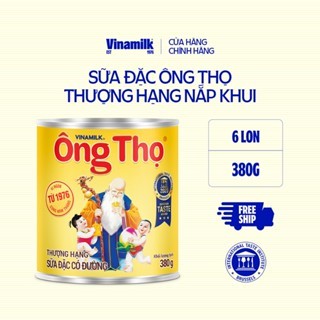  Combo 6 Hộp Sữa đặc có đường Ông Thọ trắng Vinamilk 380g  Hộp thiếc - nắp khui  