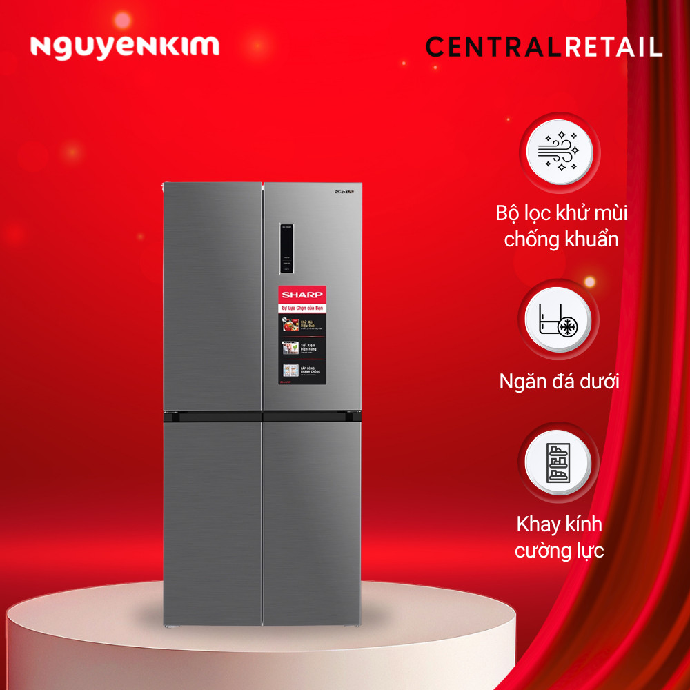Tủ lạnh 4 cánh Sharp Inverter 362 lít SJ-FX420V-SL