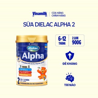 2 Hộp Sữa bột Vinamilk Dielac Alpha 2 - Hộp thiếc 900g (cho bé từ 6 - 12 tháng tuổi)