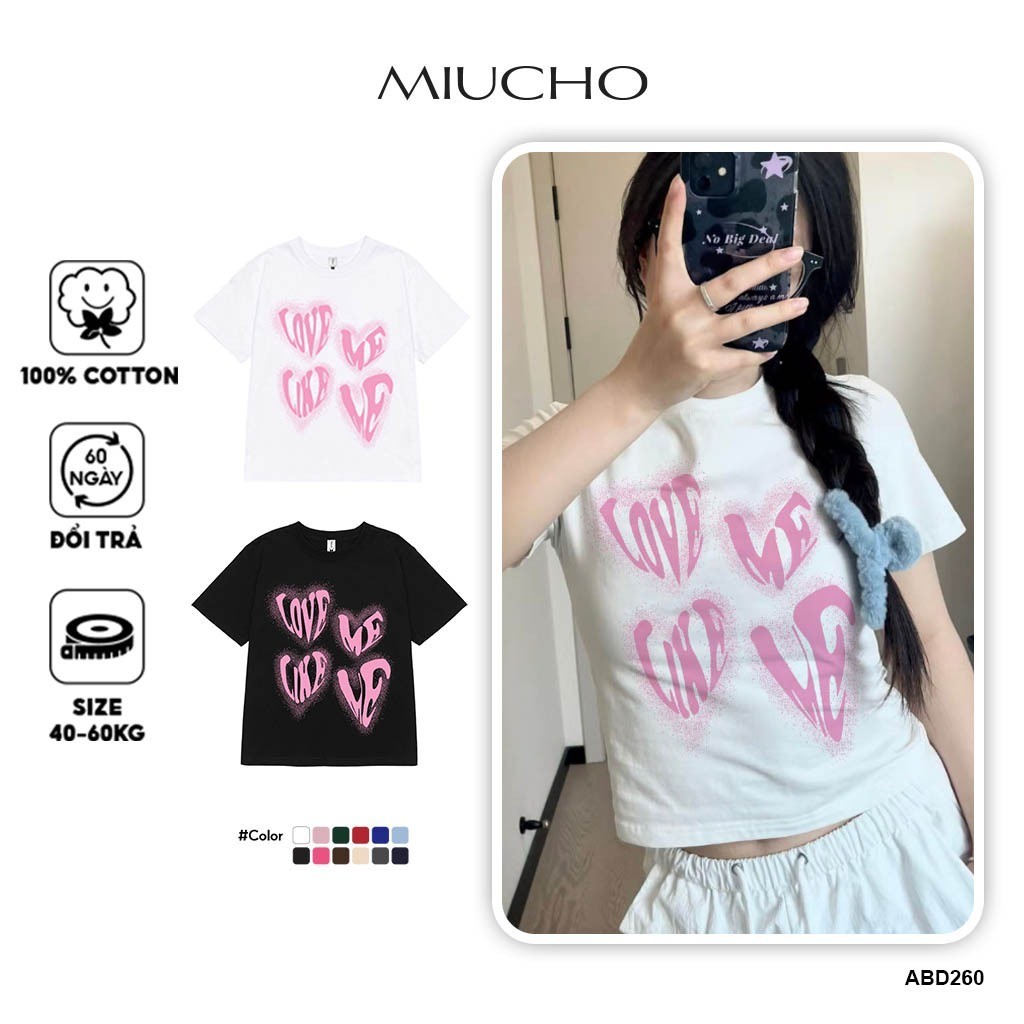 Áo baby tee ABD260 Miucho vải cotton cổ tròn in graphic New