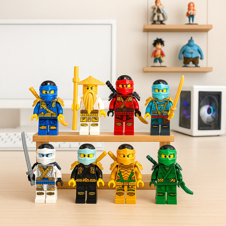 Bộ 8 Mô Hình Lego Chién Binh Ninja Go Trang Trí Bánh Kem, Bàn Học, Kệ Sách Tiểu Cảnh [FREESHIP🚗]