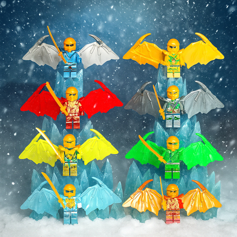 Bộ 8 Mô Hình Lego Ninja Go Có Cánh Kèm Vũ Khí Trang Trí Bánh Kem, Bàn Học, Kệ Sách Tiểu Cảnh [FREESH