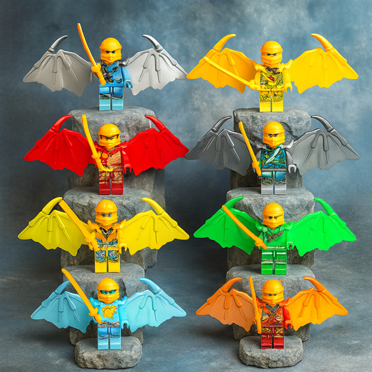 [SIÊU RẺ❤️] Bộ 8 Mô Hình Lego Ninja Go Có Cánh Kèm Vũ Khí Trang Trí Bánh Kem, Bàn Học, Kệ Sách Tiểu 