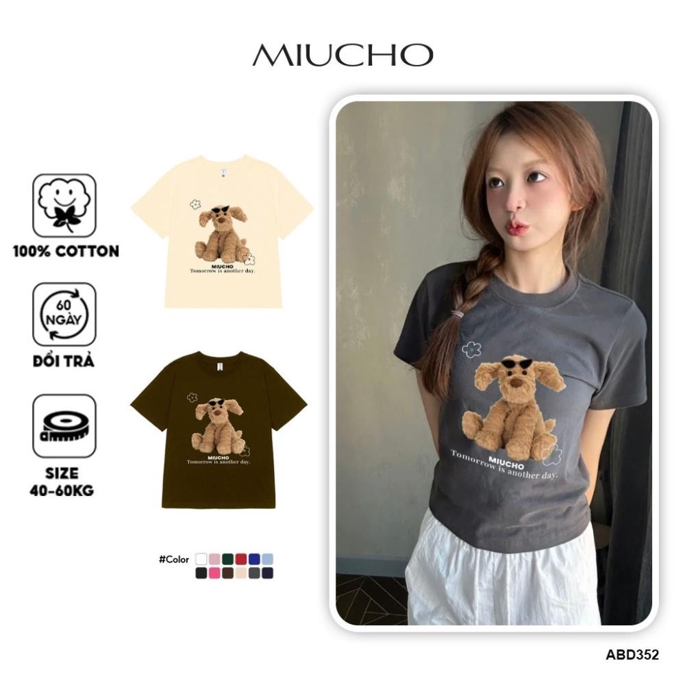 Áo baby tee ABD352 Miucho cotton cổ tròn in graphic New