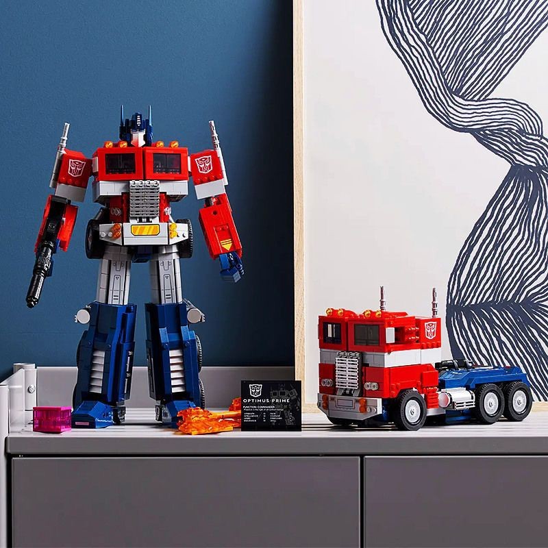 Tương thích với LEGO Optimus Prime Transformers Mecha Car Robot Mô hình khối xây dựng Đồ chơi giáo d