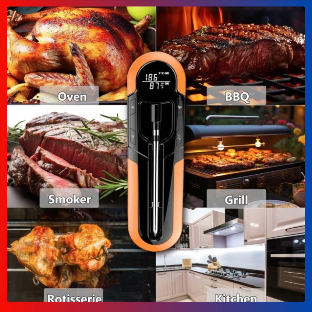 Máy Theo Dõi Nhiệt Độ Món Ăn BBQ Không Dây VKThermo™ Pro3 APP Smart (UKCA, RoHS, FDA, CE...) 💯Store 