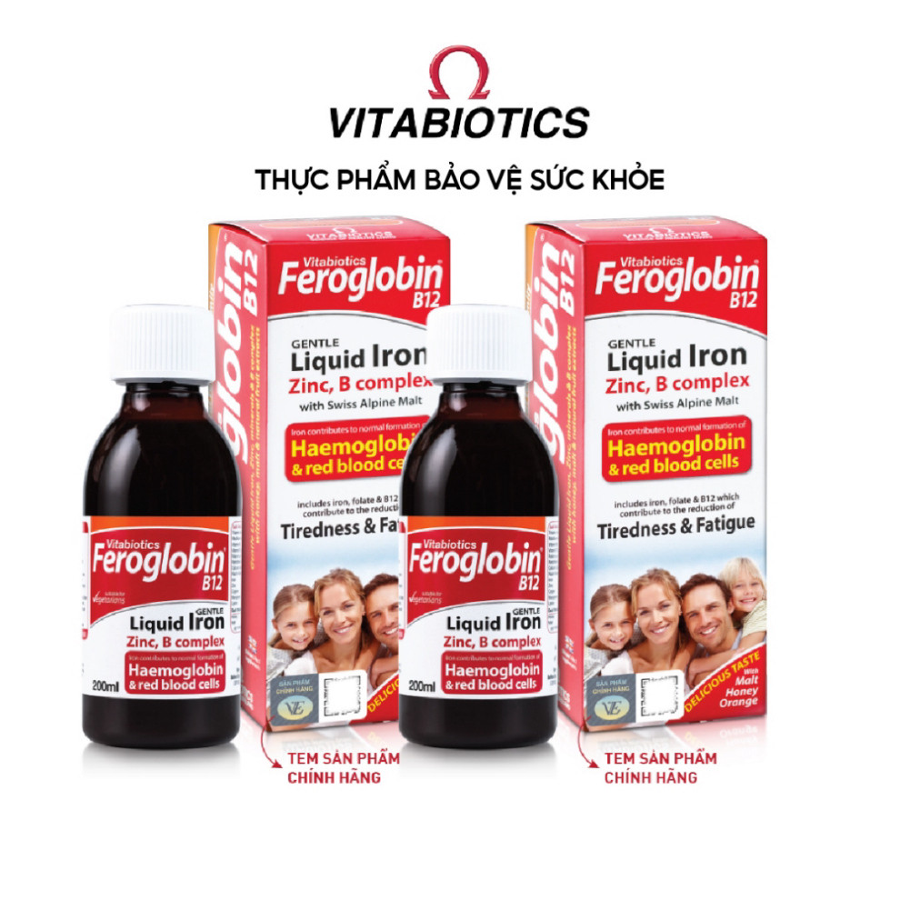Combo 2 Siro TPBVSK FEROGLOBIN B12 Liquid Hỗ Trợ Khả Năng Tạo Máu 200ml Vitabiotics