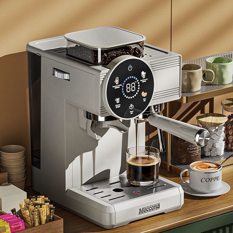 Máy pha cà phê Ý Moccona cho sử dụng tại nhà, tích hợp máy xay chiết xuất nóng và lạnh, máy đánh sữa thông minh Espresso