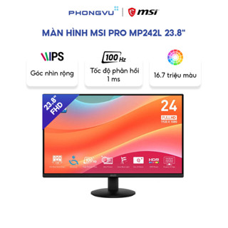Màn hình máy tính MSI PRO MP242L 23.8" FHD IPS, 100Hz, 1ms, Viền mỏng, Chống chói, Bảo hành 24 tháng