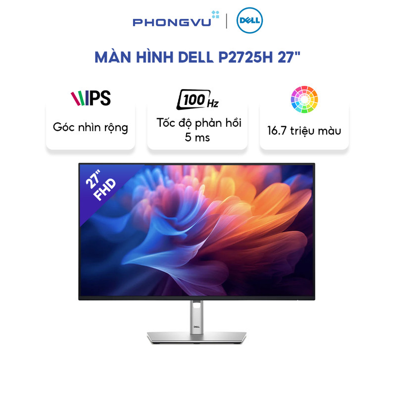 Màn hình LCD Dell 27" P2725H (1920 x 1080/IPS/100Hz/5ms GtG) - Bảo hành 36 tháng