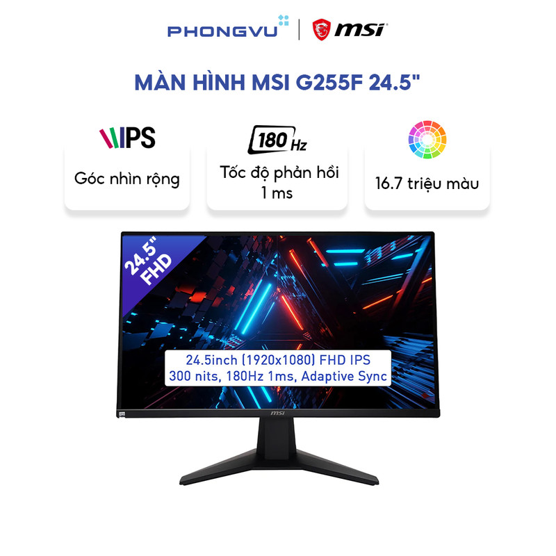 Màn hình LCD MSI 24.5 G255F (1920 x 1080/ IPS/ 180Hz/ 1ms (GtG)) - Hàng chính hãng