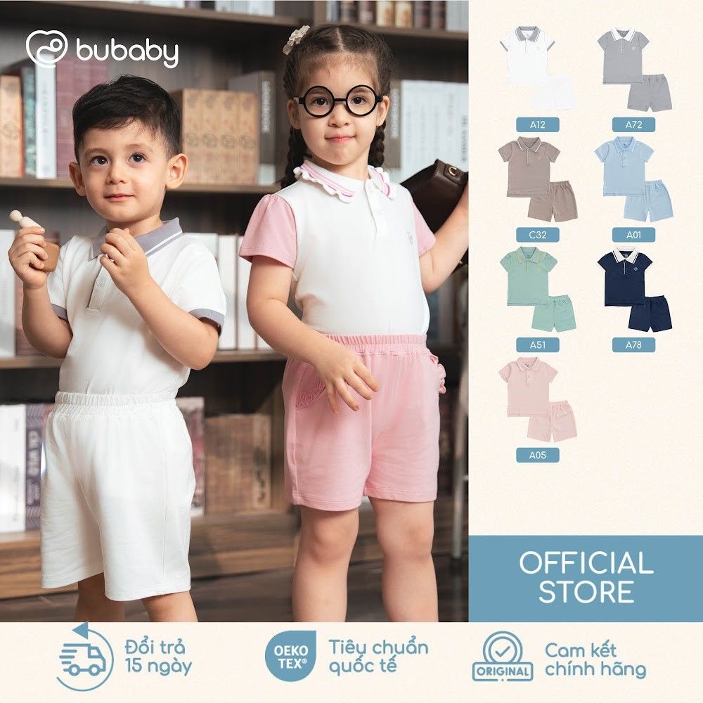 Bộ quần áo ngắn tay cổ Polo BU Baby cho bé chất liệu sợi tre và bông hữu cơ - Ponie BPN130308 | Quần áo chính hãng