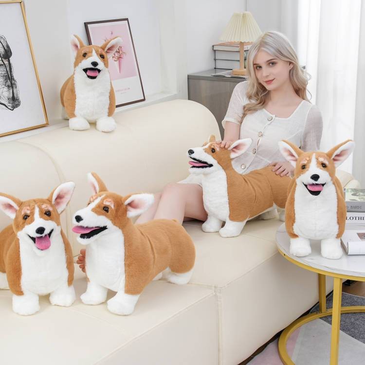 Đồ chơi nhồi bông chó Corgi thực tế, thú cưng chó, gối chó, chó nhồi bông Corgi