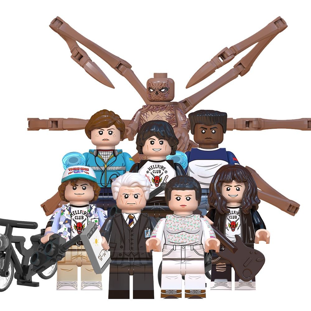 Tương thích với LEGO Stranger Things Eleven Mike Dustin Eddie Munson Brenner, khối xây dựng giáo dục