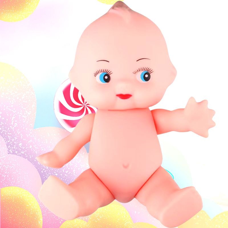 Đồ chơi giả vờ cho trẻ em, búp bê vinyl ba đầu, búp bê Kewpie cao su mềm Hàn Quốc, búp bê tắm mini, 