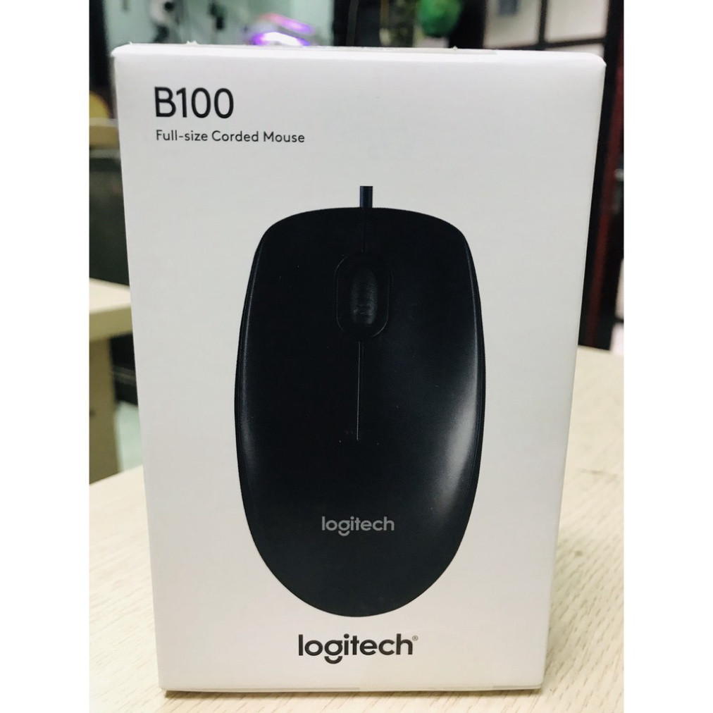 Chuột quang có dây Logitech B100 - Hàng Chính Hãng