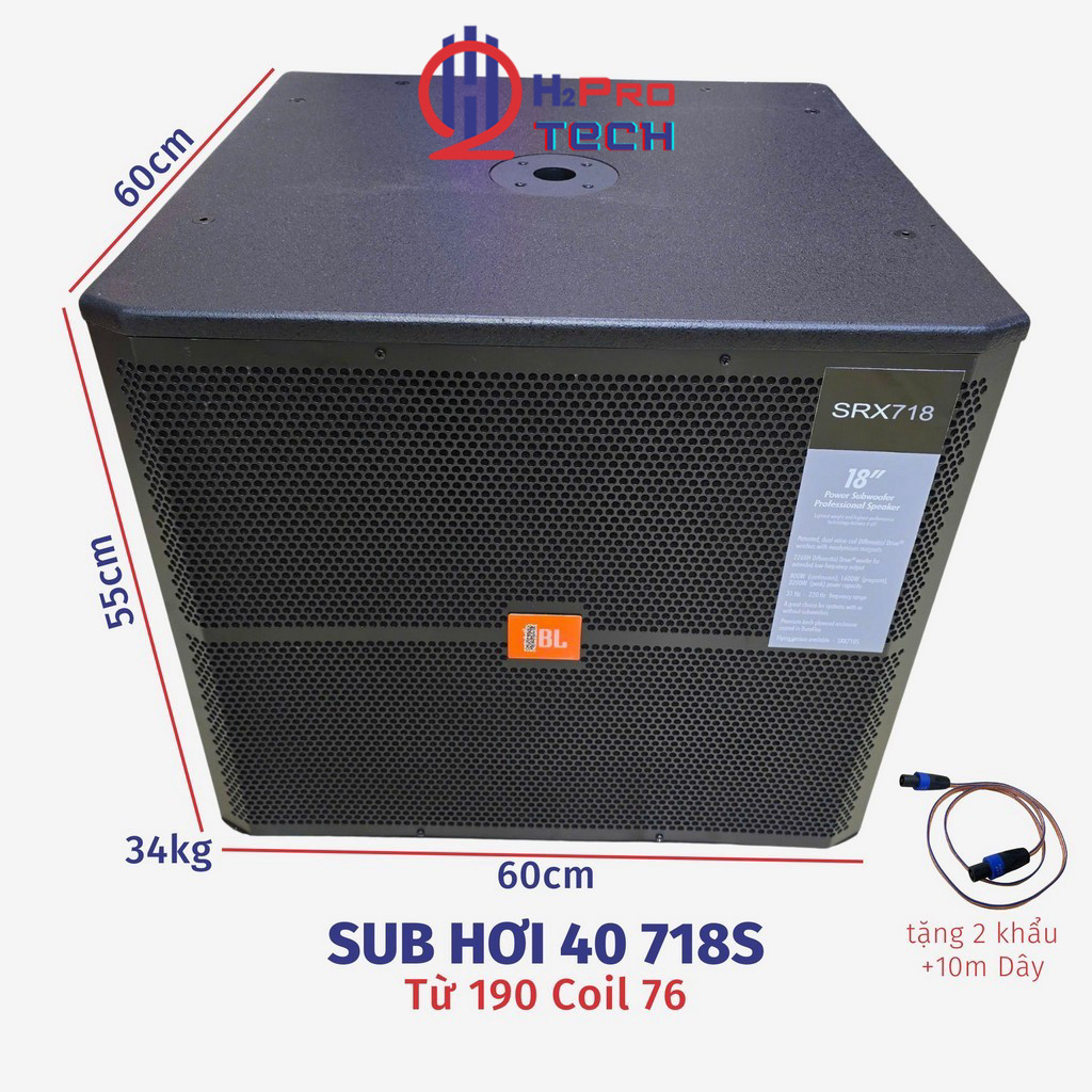 Sub Hơi Bass 40 JB 718S 1600W Từ 190 Xương Đúc - Tặng Dây Khẩu, Loa Sub Hơi 40 Cao Cấp - H2Pro Tech