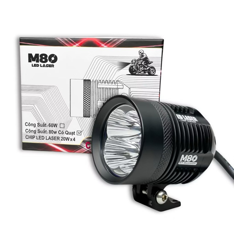 Đèn Trợ Sáng M80 Laser Có Quạt, Siêu Sáng 80W  Chính Hãng MT