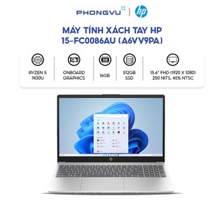  Máy tính xách tay  Laptop HP 15-fc0086AU - A6VV9PA  AMD Ryzen 5-7430U   Bạc  - Bảo hành 12 tháng 