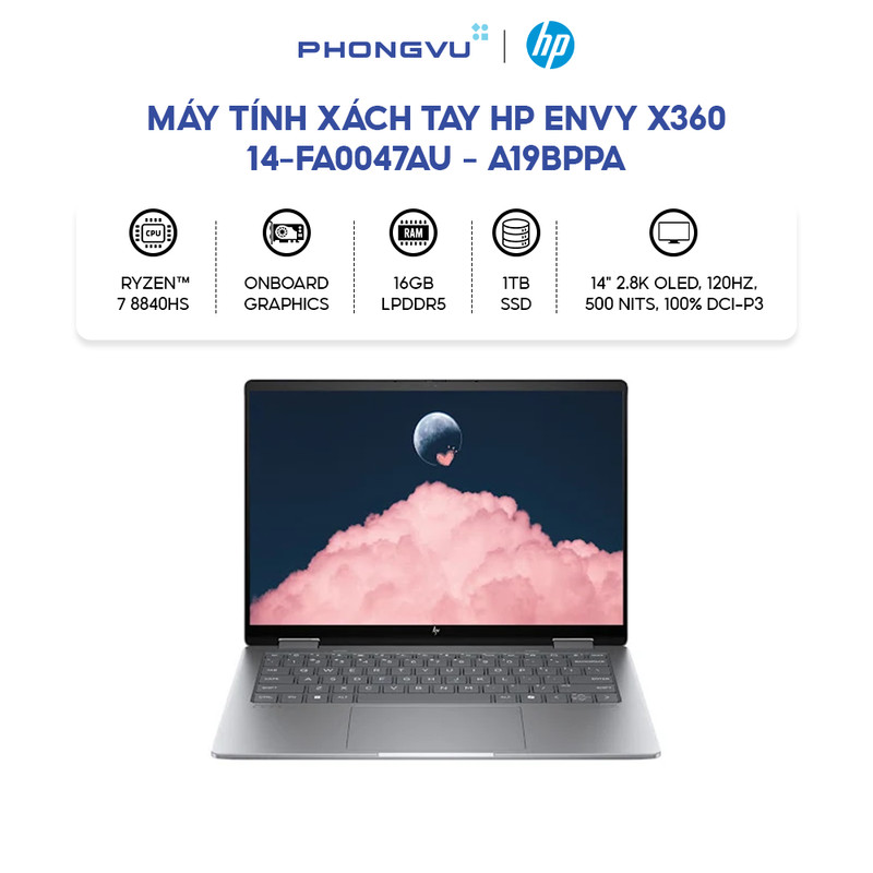 Laptop HP Envy X360 14-fa0047AU - A19BPPA (AMD Ryzen 7 8840HS) (Bạc) - Bảo hành 12 tháng