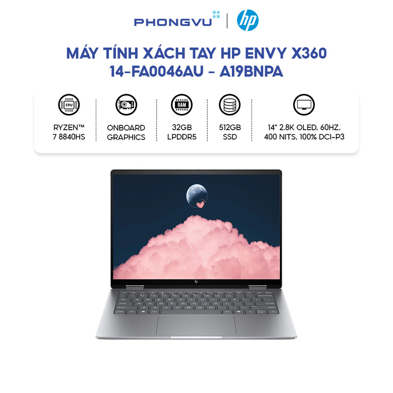 Laptop HP Envy x360 14-fa0046AU - A19BNPA (AMD Ryzen 7 8840HS) (Bạc) - Bảo hành 12 tháng