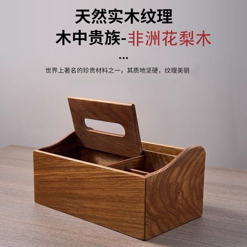 Ống Khăn Giấy Gỗ Hồng Đỏ Phong Cách Trung Quốc Mới Ống Khăn Giấy Phòng Khách Nhà Bàn Cà Phê Ống Khăn